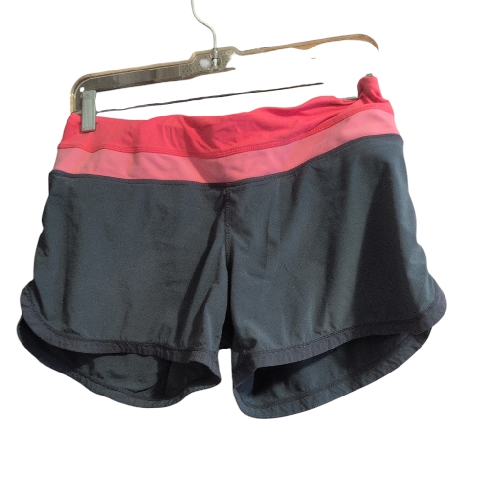 Lululemon Running Shorts Size 8 Gray Pink Lined Drawstring Athletic